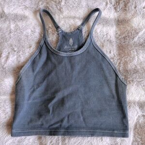 Free People Movement Happiness Runs Crop Tank Top - Blue m/lg